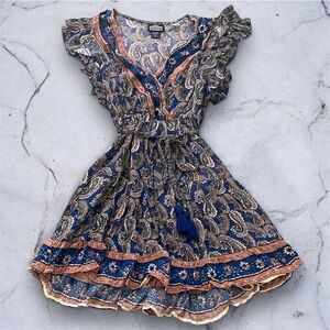 Angie Paisley Flutter Sleeve Mini Sundress